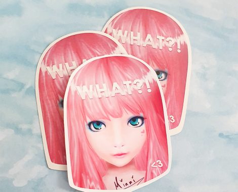 Art: Sticker - Pink Hair Girl